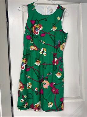J. Crew Green Floral Sleeveless A-Line Dress